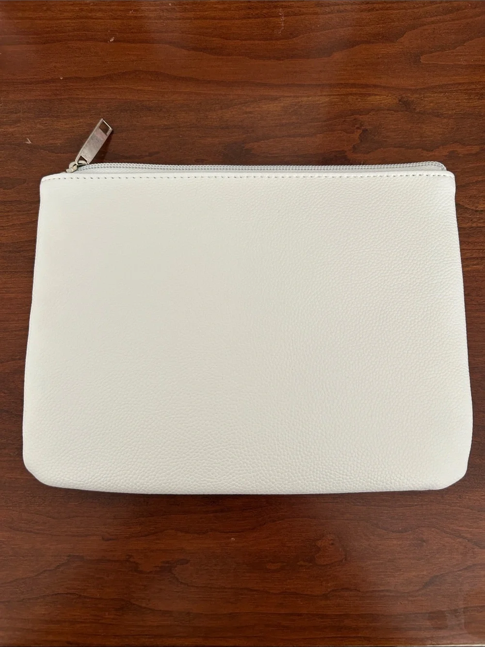 Minimalist Faux Leather Cosmetic Pouch - white